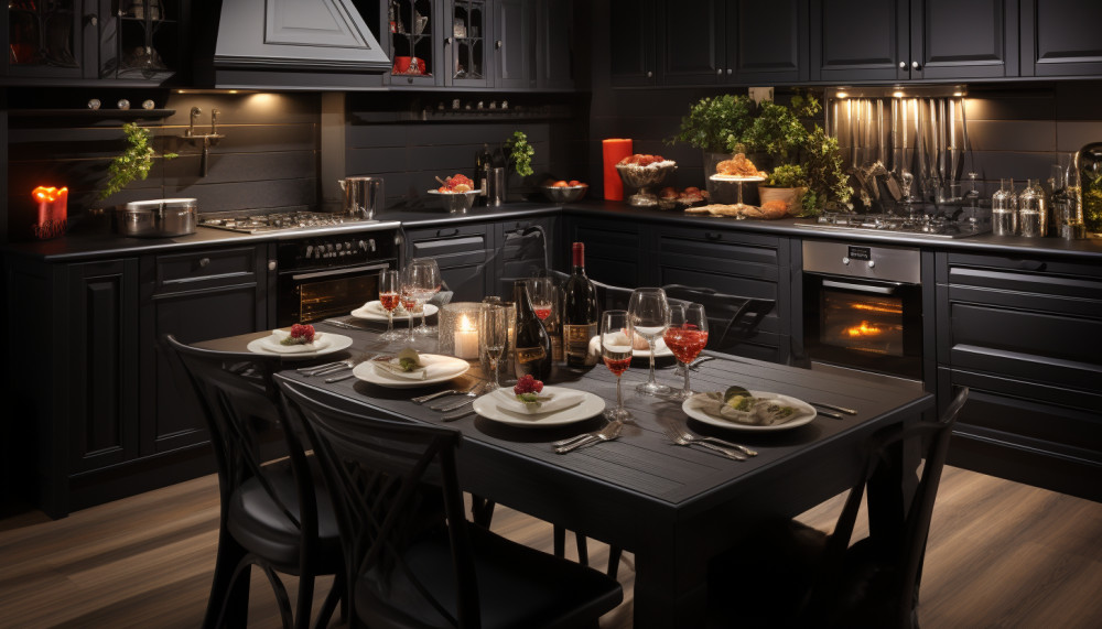 Ajoutez de l'élégance et du style à votre zone de cuisson avec une cuisine noire